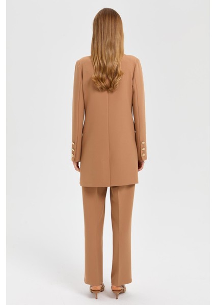 Yelek Ceket Pantolon Takım Camel