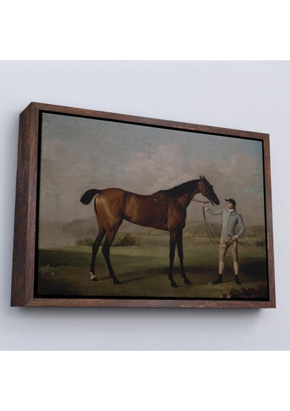 Çerçeveli George Stubbs'un Uzun Bacaklı At ve Jokeyi Tablosu - Molly Long-Legs With Her JOCKEY-7012