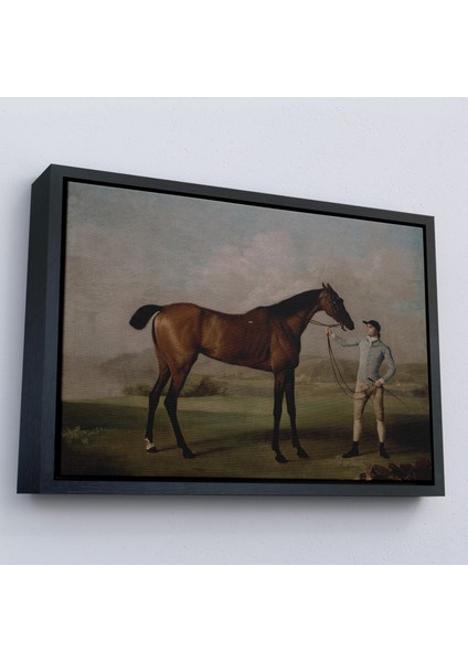 Çerçeveli George Stubbs'un Uzun Bacaklı At ve Jokeyi Tablosu - Molly Long-Legs With Her JOCKEY-7012