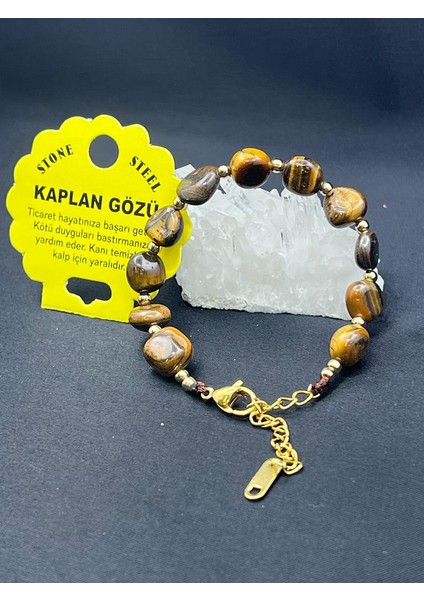 Sertifikalı Kaplangözü Taşı Tımbıl Kesim Natural Doğaltaş Ayarlanabilir Bileklik