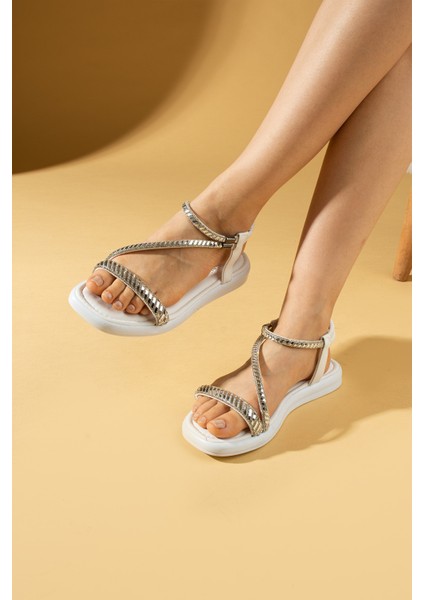 Brikon Taş Biyeli Comfort Taban Arkası Lastikli Kadın Sandalet 57-289-24 fiyatları