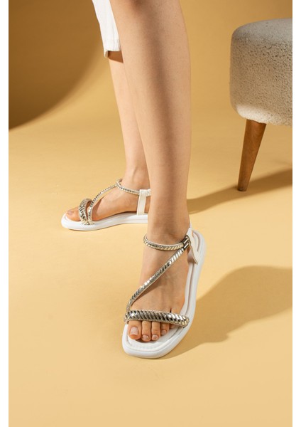 Brikon Taş Biyeli Comfort Taban Arkası Lastikli Kadın Sandalet 57-289-24 modelleri