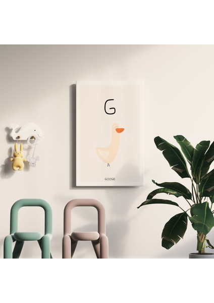 G Harfi Alfabe Minimalist Kanvas Tablo - Bebek Odası Dekorasyon - Çocuk Odası Tablo