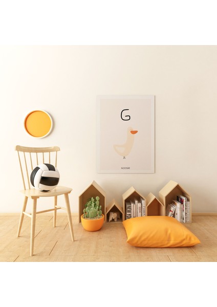 G Harfi Alfabe Minimalist Kanvas Tablo - Bebek Odası Dekorasyon - Çocuk Odası Tablo