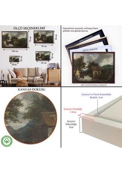 Çerçeveli Jacob Van Ruis - Köy Hayatı TABLOSU-7010 indirimleri