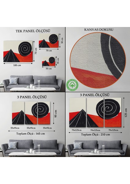 Çerçeveli Alexander Calder - Piramit ve Sarmal Tablo - Pyramid And SPIRAL-7111 modelleri