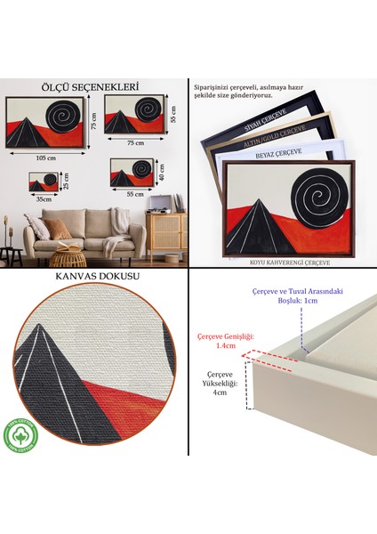 Çerçeveli Alexander Calder - Piramit ve Sarmal Tablo - Pyramid And SPIRAL-7111 indirimleri