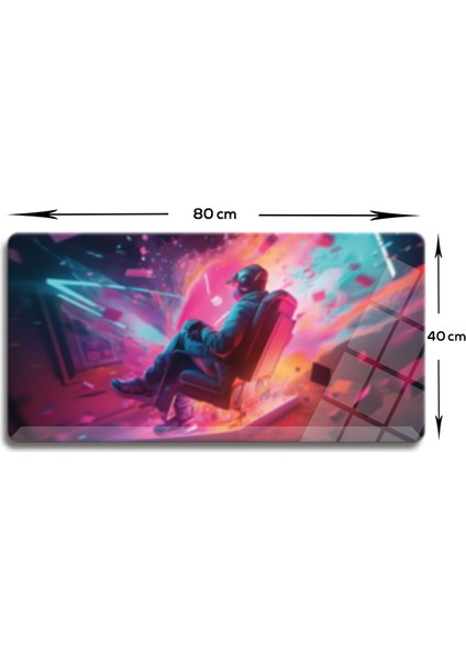 Cam Mouse Pad | Cam Masa Matı | Techno Boy | Large | 40CM x 80CM