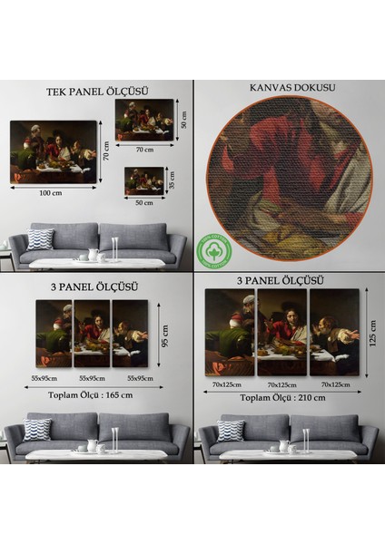 Caravaggio - Emmaus'ta Akşam Yemeği Tablo - Supper At EMMAUS-7137