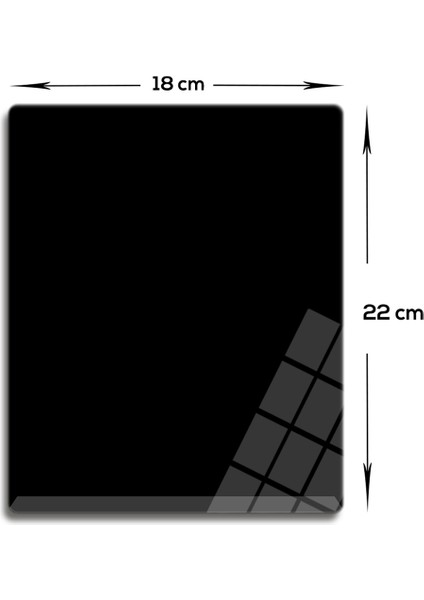Cam Mouse Pad | Cam Masa Matı | Düz Renk - Siyah | Small | 18CM x 22CM