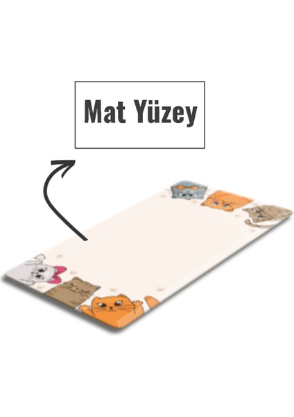 Cam Mouse Pad | Cam Masa Matı | Cat Mascot | Large | 40CM x 80CM