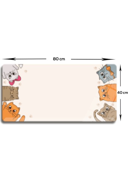 Cam Mouse Pad | Cam Masa Matı | Cat Mascot | Large | 40CM x 80CM