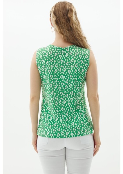 Degaje Yaka Puantiye Desen Kolsuz Penye Bluz fırsatları