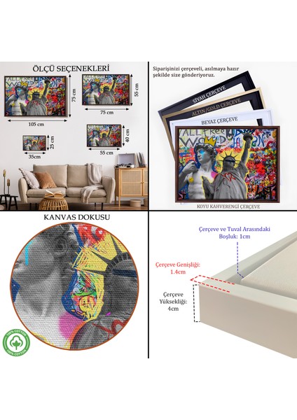 Çerçeveli Renkli Punk Rock TABLOSU-7236 indirimleri