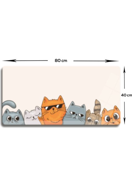 Cam Mouse Pad | Cam Masa Matı | Cool Cats | Large | 40CM x 80CM
