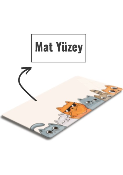 Cam Mouse Pad | Cam Masa Matı | Cool Cats | Large | 40CM x 80CM