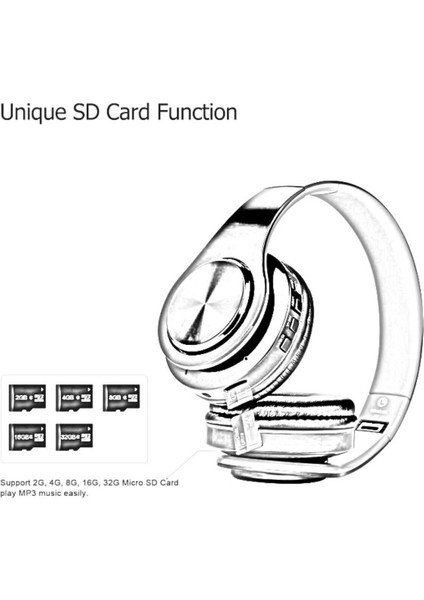 Bluetooth Radyolu Aux Girişli Hafıza Kartlı Kulak Üstü Bluetooth Kulaklık
