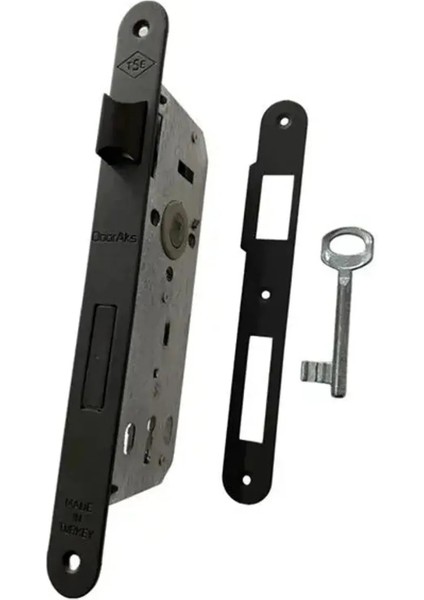 Lama Aynalı Oda Kapı Kolu ve Sesiz Gömme Kilit Mat Siyah 1 Kapılık Takım Siyah Kapı Kilidi 40 mm