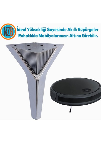 Mobilya Oturma Yükseltici Kanepe Sehpa Tv Ünite Koltuk Ayağı Baza Ayakları Füme 16 cm