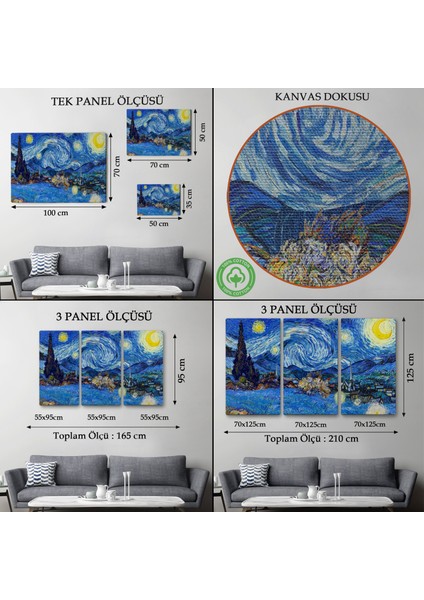 Vincent Van Gogh - Yıldızlı Geceler TABLO-7151 modelleri