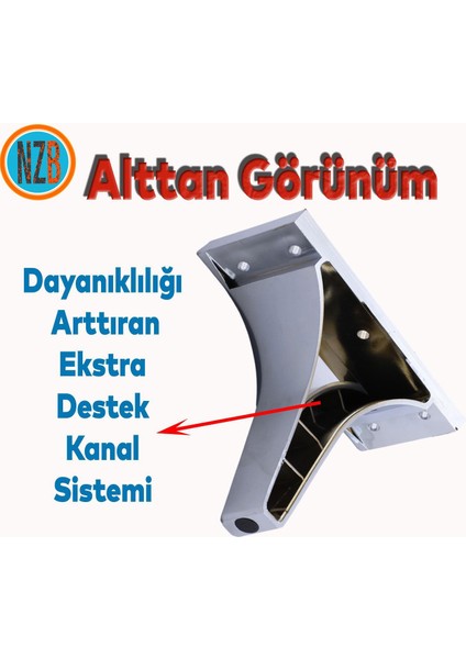 Mobilya Kanepe Sehpa Tv Ünitesi Çekyat Yükseltici Koltuk Ayağı Baza Ayak Krom 12 cm