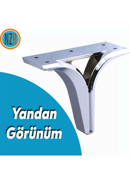Mobilya Kanepe Sehpa Tv Ünitesi Çekyat Yükseltici Koltuk Ayağı Baza Ayak Krom 12 cm