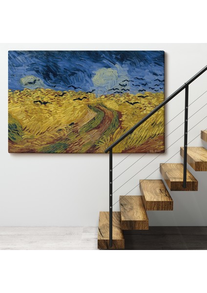 Çerçeveli Vincent Willem Van Gogh - Kargalarla Buğday Tarlası TABLO-7190 fırsatları