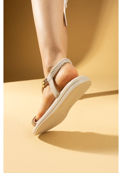 Brikon Taş Biyeli Comfort Taban Arkası Lastikli Kadın Sandalet 57-289-24 modelleri