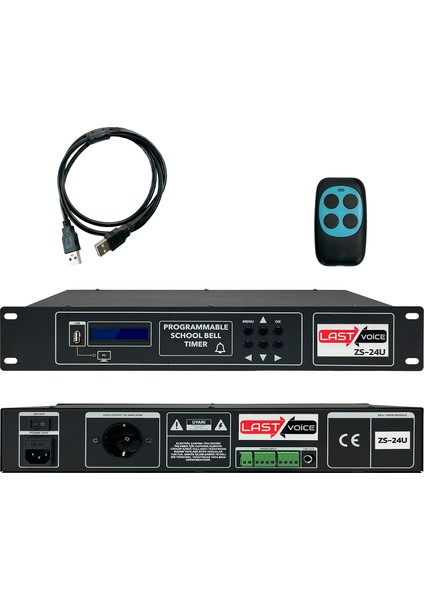 ZS-24U Kumandalı USB Bluetooth Okul Zili (Pandemi Yangın Deprem Anonsu Istiklal Marşı)
