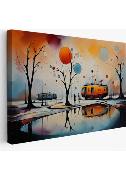 Çerçeveli Kandinsky Soyut Kampçı Kış Manzara TABLOSU-7247