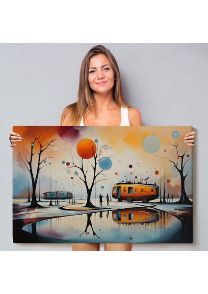 Çerçeveli Kandinsky Soyut Kampçı Kış Manzara TABLOSU-7247 fiyatları