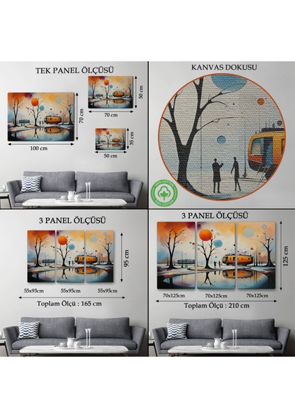 Çerçeveli Kandinsky Soyut Kampçı Kış Manzara TABLOSU-7247 modelleri