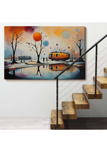 Çerçeveli Kandinsky Soyut Kampçı Kış Manzara TABLOSU-7247 fırsatları