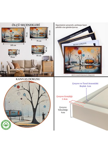 Çerçeveli Kandinsky Soyut Kampçı Kış Manzara TABLOSU-7247 indirimleri