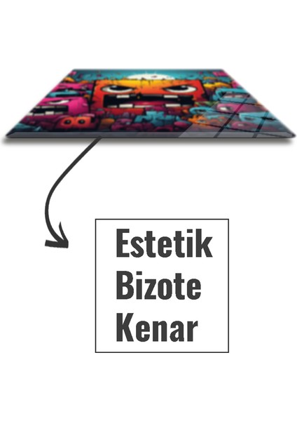 Cam Mouse Pad | Cam Masa Matı | Cute Monsters | Small | 18CM x 22CM