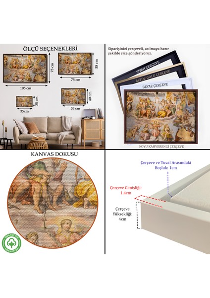 Çerçeveli Giotto - Çan Kulesinin Tavan Resmi TABLO-7116 indirimleri