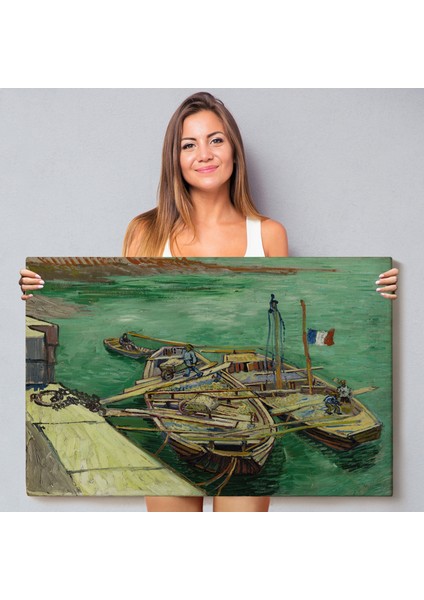 Vincent Van Gogh - Kum Mavnalarını Boşaltan Adamlarla Rıhtım TABLO-7185 fiyatları
