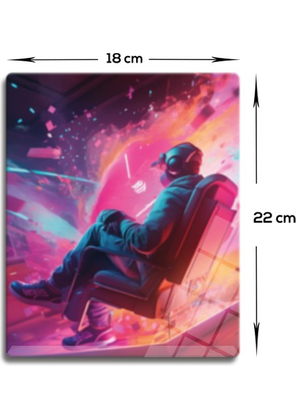Cam Mouse Pad | Cam Masa Matı | Techno Boy | Small | 18CM x 22CM