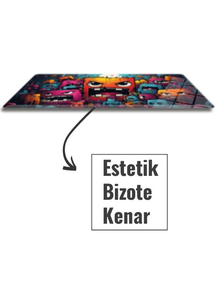 Cam Mouse Pad | Cam Masa Matı | Cute Monsters | Large | 40CM x 80CM