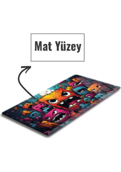 Cam Mouse Pad | Cam Masa Matı | Cute Monsters | Large | 40CM x 80CM
