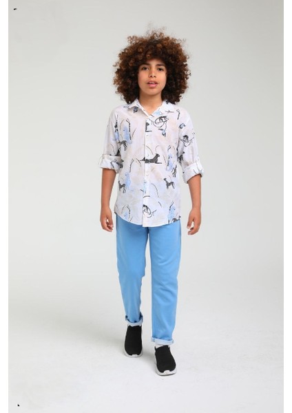 Erkek Çocuk Mavi Basic Gabardin Pantolon