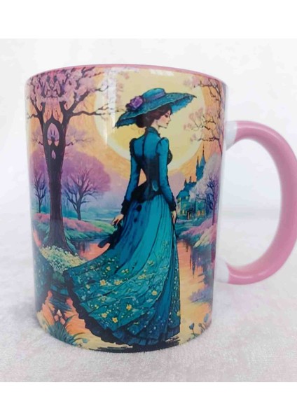 Old Time LADY32 Vintage Baskı Büyük Boy Kupa modelleri