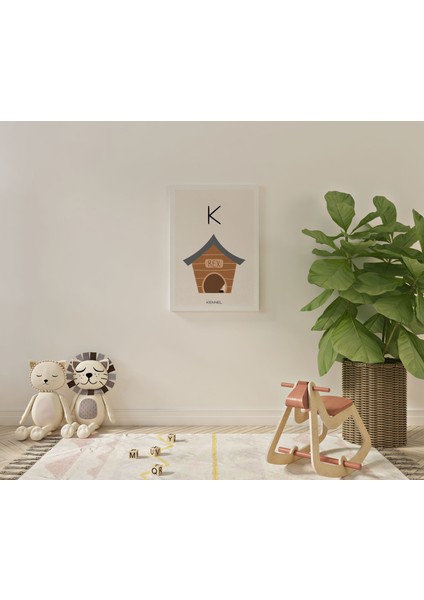 K Harfi Alfabe Minimalist Kanvas Tablo - Bebek Odası Dekorasyon - Çocuk Odası Tablo