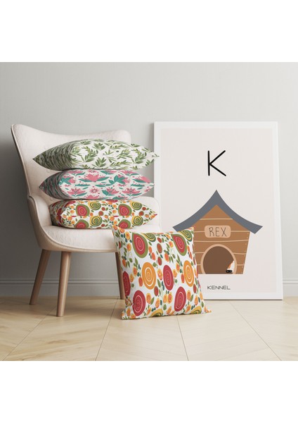 K Harfi Alfabe Minimalist Kanvas Tablo - Bebek Odası Dekorasyon - Çocuk Odası Tablo
