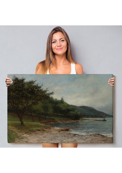 Gustave Courbet - Göl Kıyısı Geneva TABLOSU-7092