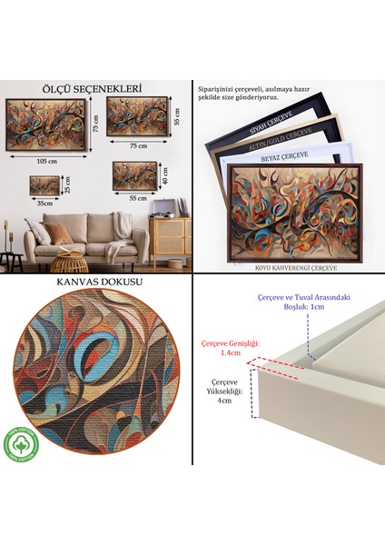 Çerçeveli Dekoratif Arapça Hat Sanatı TABLOSU-7237 indirimleri