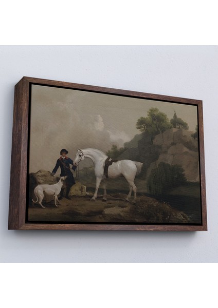 Çerçeveli George Stubbs 'un Creswell Kayalıkları'nda Damat ve Tazı Ile Gri Avcı TABLOSU-7002 fiyatları
