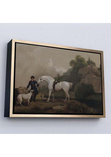Çerçeveli George Stubbs 'un Creswell Kayalıkları'nda Damat ve Tazı Ile Gri Avcı TABLOSU-7002 modelleri