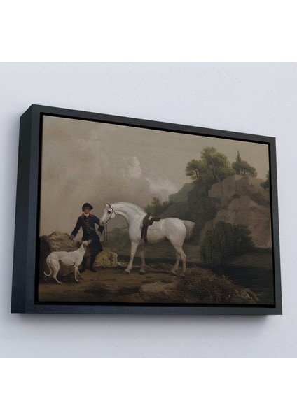 Çerçeveli George Stubbs 'un Creswell Kayalıkları'nda Damat ve Tazı Ile Gri Avcı TABLOSU-7002 fırsatları