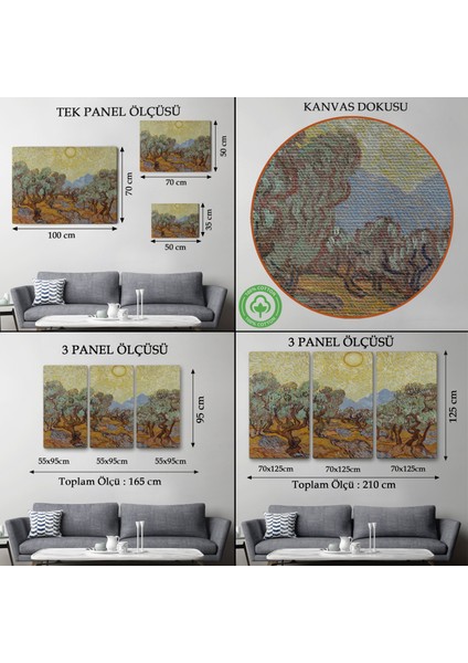 Çerçeveli Vincent Willem Van Gogh - Zeytin Ağaçları Tablosu - Olive TREES-7184 modelleri